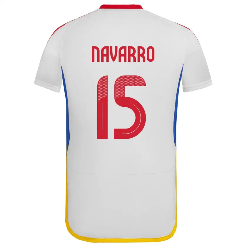 Danxen Mujer Camiseta Venezuela Miguel Navarro #15 Blanco 2ª Equipación 24-26 La Camisa México