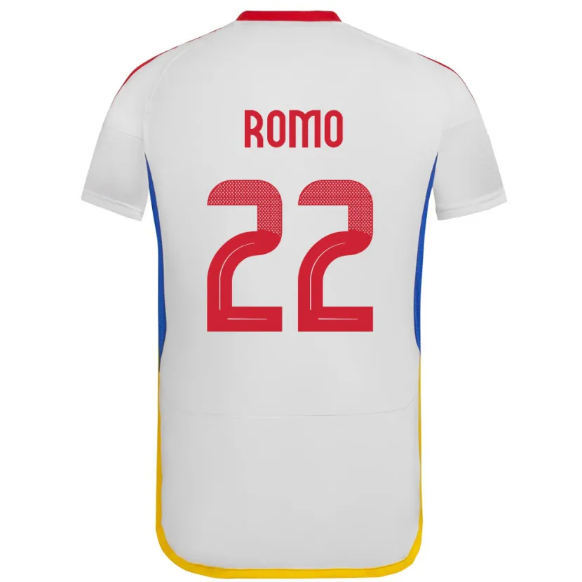 Danxen Mujer Camiseta Venezuela Rafael Romo #22 Blanco 2ª Equipación 24-26 La Camisa México