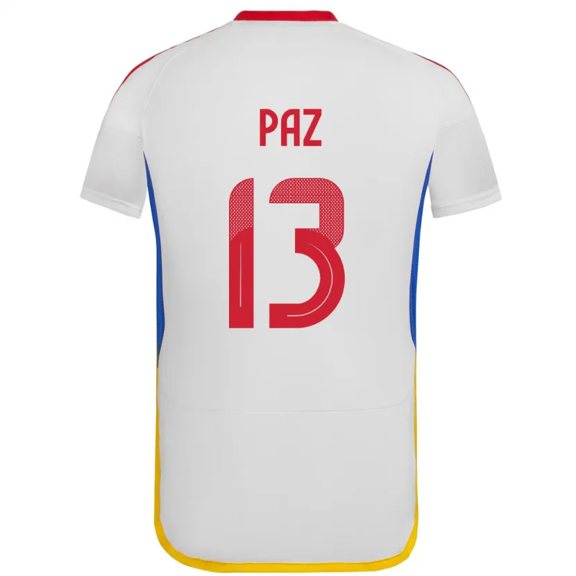 Danxen Mujer Camiseta Venezuela Jesús Paz #13 Blanco 2ª Equipación 24-26 La Camisa México