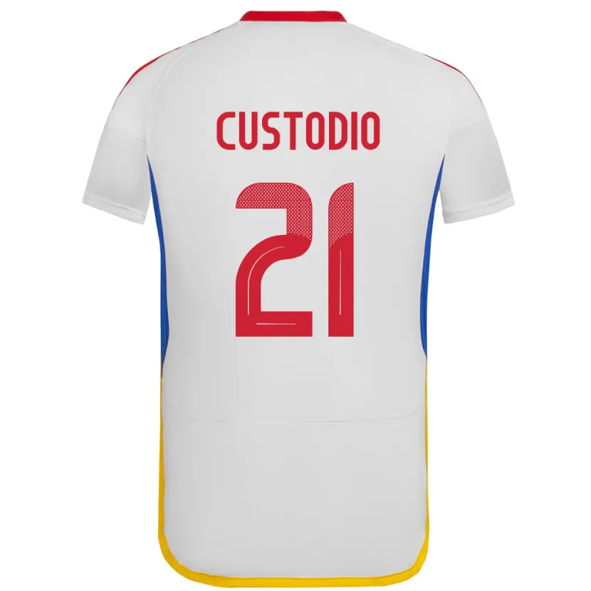 Danxen Mujer Camiseta Venezuela Alex Custodio #21 Blanco 2ª Equipación 24-26 La Camisa México