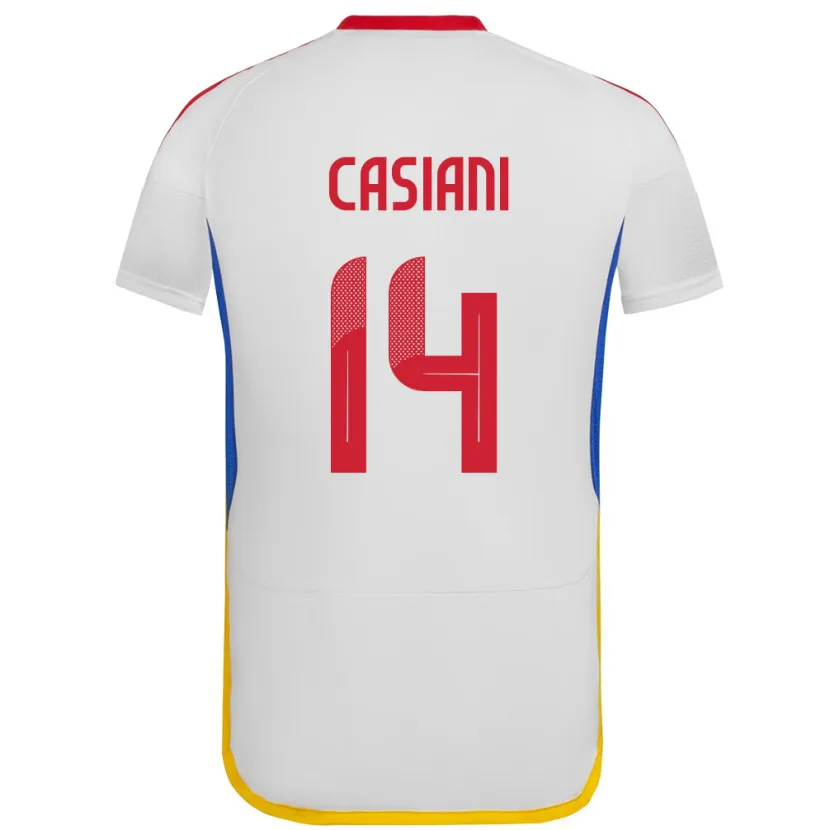 Danxen Mujer Camiseta Venezuela Luis Casiani #14 Blanco 2ª Equipación 24-26 La Camisa México