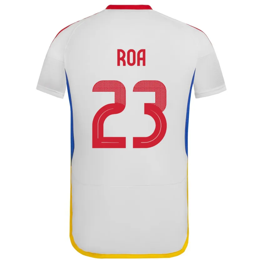 Danxen Mujer Camiseta Venezuela Keiber Roa #23 Blanco 2ª Equipación 24-26 La Camisa México