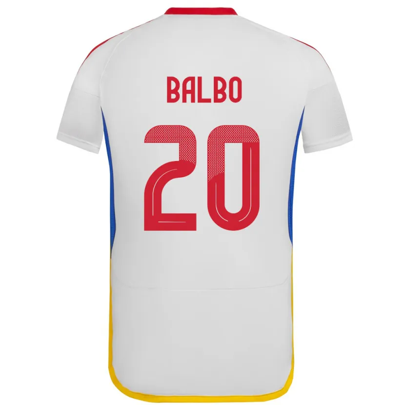 Danxen Mujer Camiseta Venezuela Luis Balbo #20 Blanco 2ª Equipación 24-26 La Camisa México