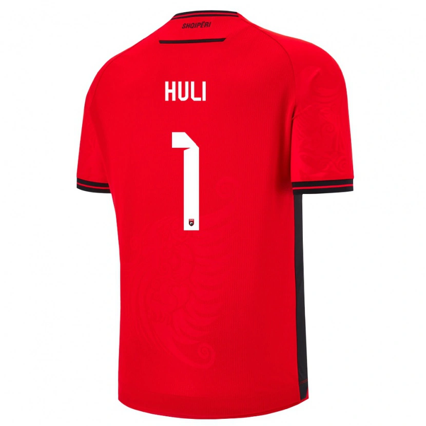Danxen Niño Camiseta Albania Raffaele Huli #1 Rojo Negro 1ª Equipación 26-28 La Camisa México