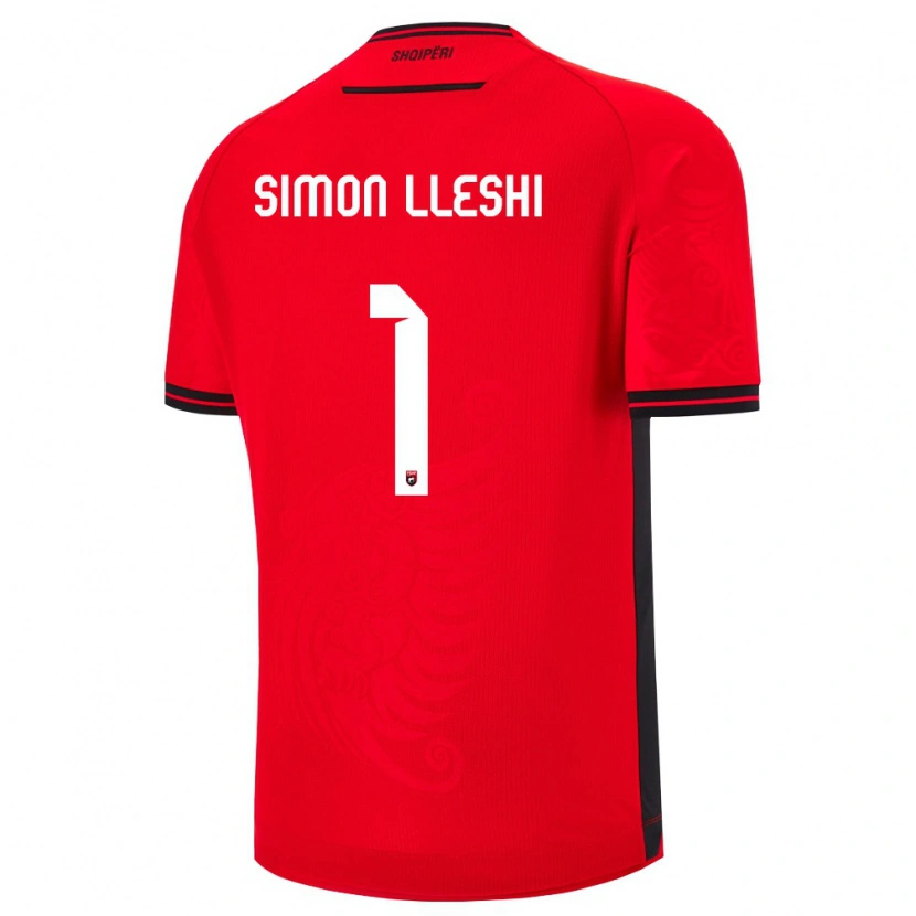 Danxen Niño Camiseta Albania Simon Lleshi #1 Rojo Negro 1ª Equipación 26-28 La Camisa México