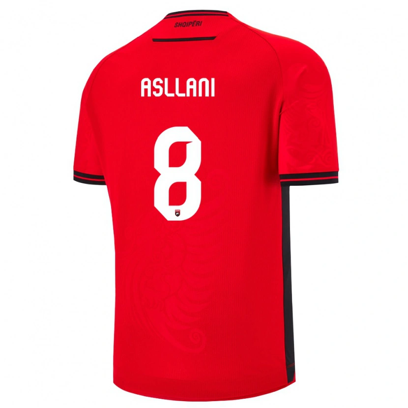 Danxen Niño Camiseta Albania Kristjan Asllani #8 Rojo Negro 1ª Equipación 26-28 La Camisa México