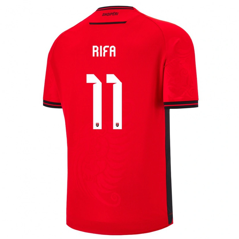 Danxen Niño Camiseta Albania Oresti Rifa #11 Rojo Negro 1ª Equipación 26-28 La Camisa México