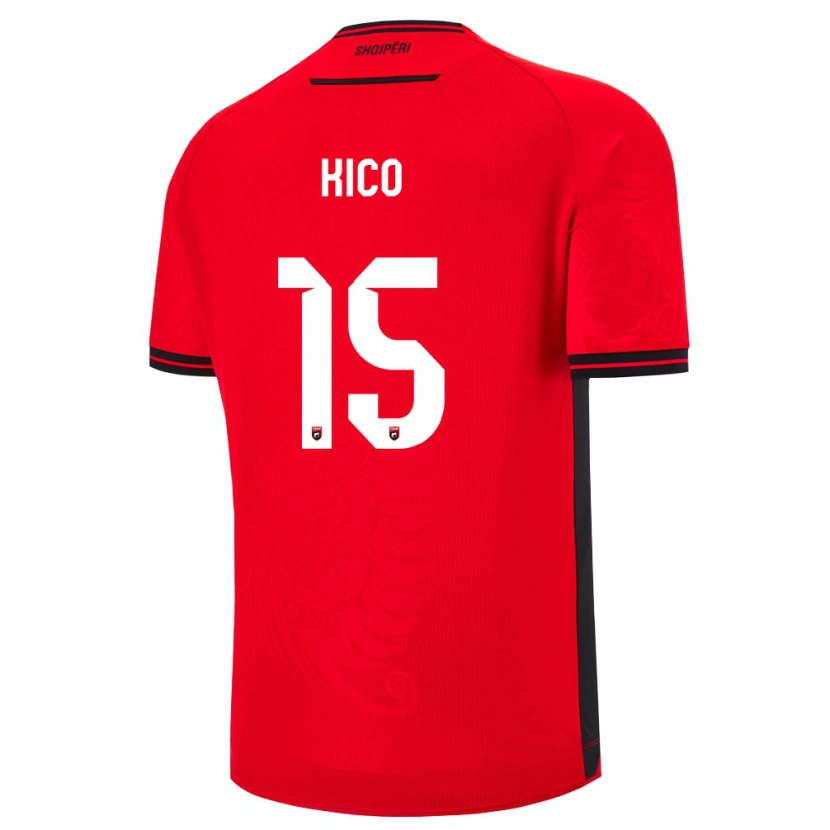 Danxen Niño Camiseta Albania Francesko Kico #15 Rojo Negro 1ª Equipación 26-28 La Camisa México