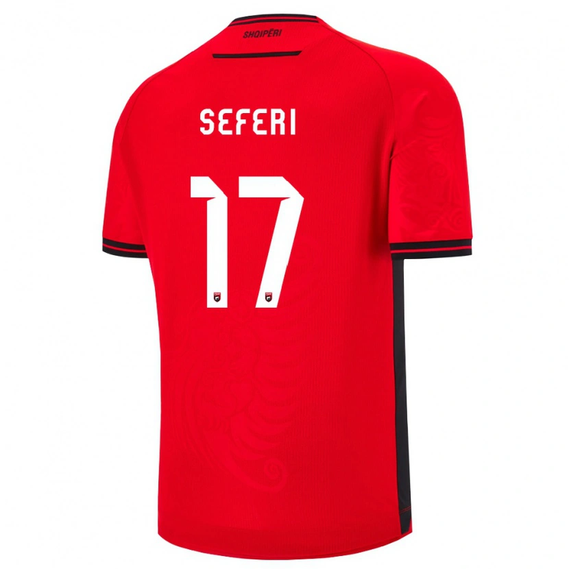 Danxen Niño Camiseta Albania Taulant Seferi #17 Rojo Negro 1ª Equipación 26-28 La Camisa México