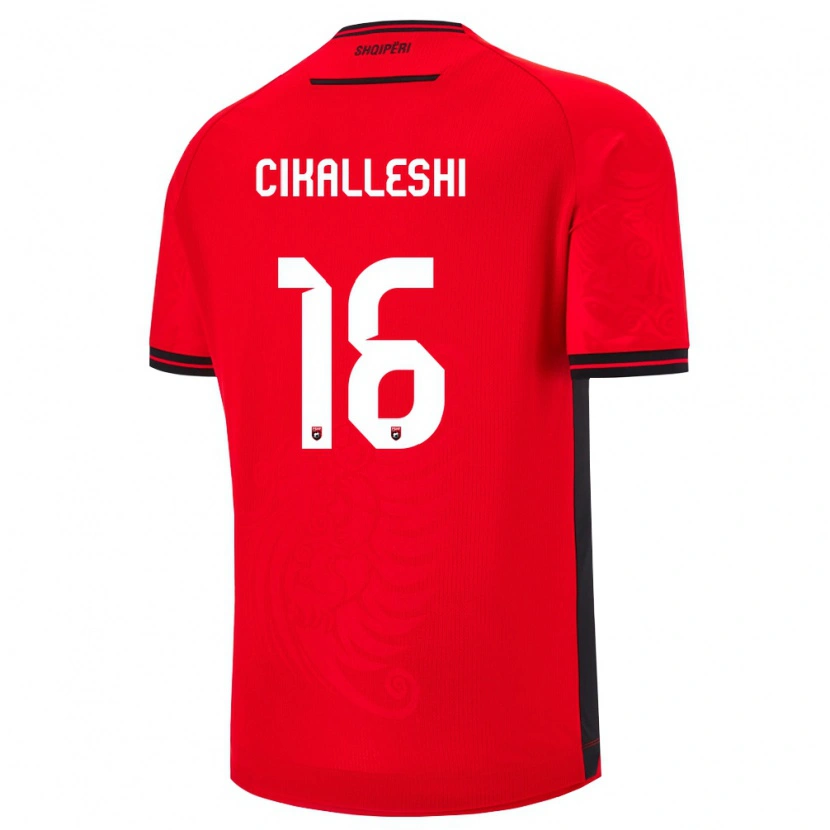 Danxen Niño Camiseta Albania Sokol Cikalleshi #16 Rojo Negro 1ª Equipación 26-28 La Camisa México