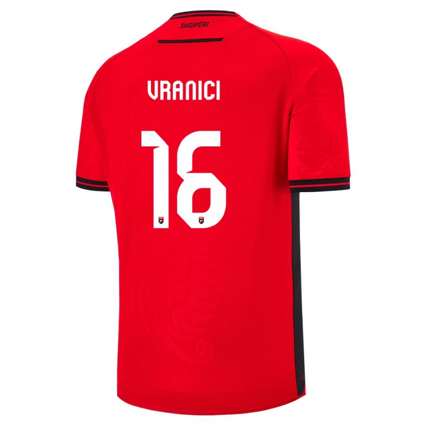 Danxen Niño Camiseta Albania Dean Vranici #16 Rojo Negro 1ª Equipación 26-28 La Camisa México