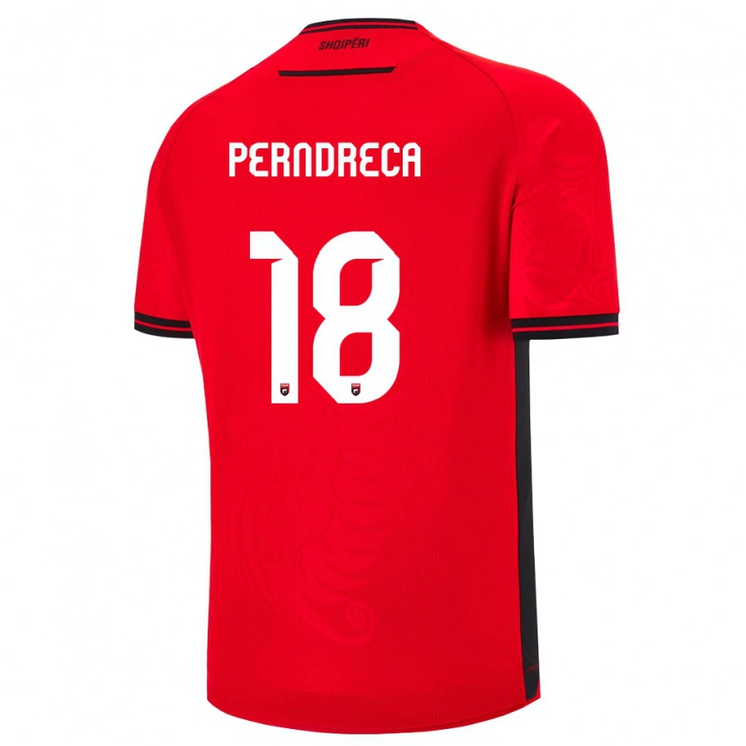 Danxen Niño Camiseta Albania Fabjan Perndreca #18 Rojo Negro 1ª Equipación 26-28 La Camisa México