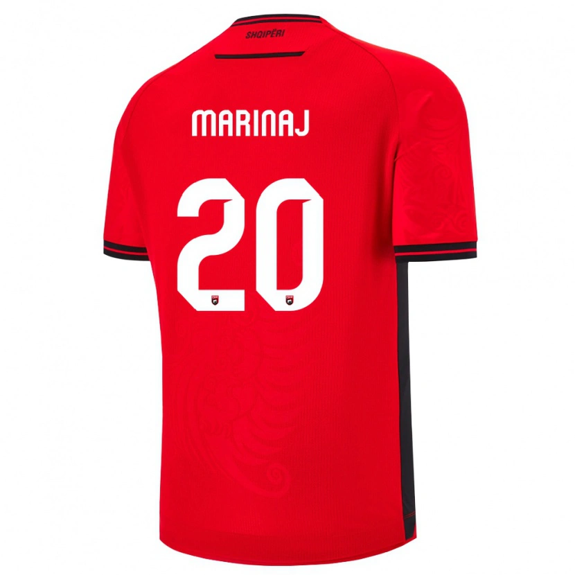 Danxen Niño Camiseta Albania Kledi Marinaj #20 Rojo Negro 1ª Equipación 26-28 La Camisa México