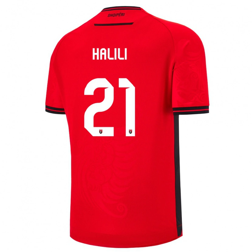 Danxen Niño Camiseta Albania Renato Halili #21 Rojo Negro 1ª Equipación 26-28 La Camisa México