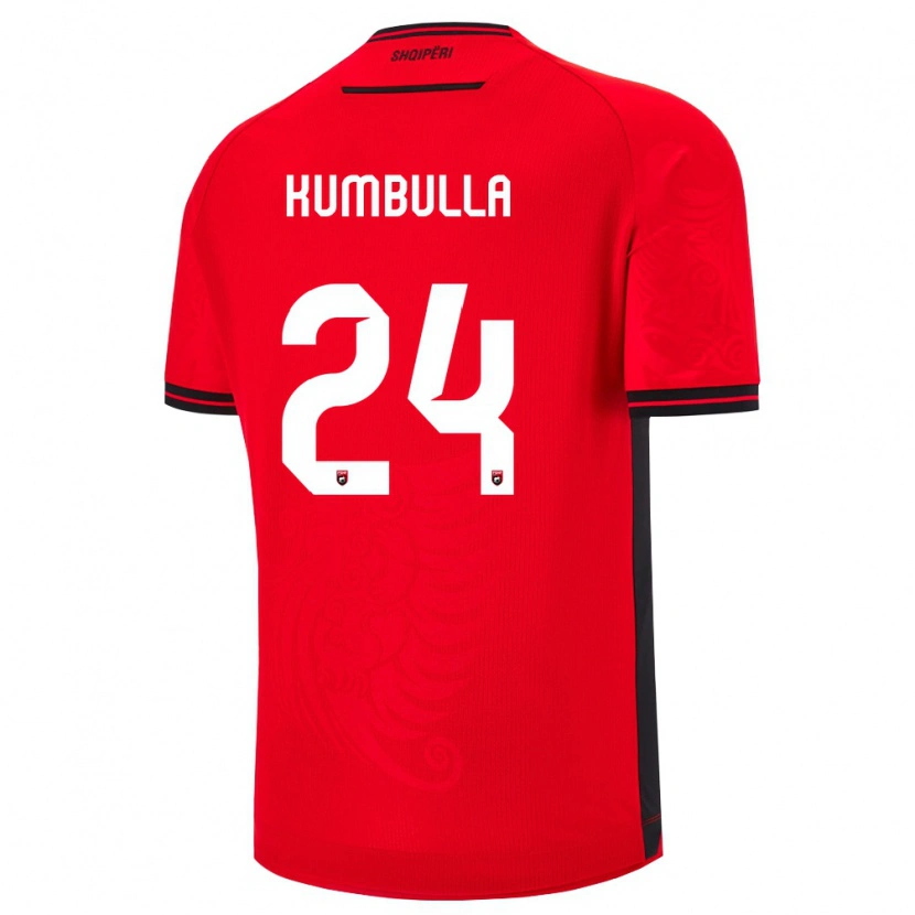 Danxen Niño Camiseta Albania Marash Kumbulla #24 Rojo Negro 1ª Equipación 26-28 La Camisa México