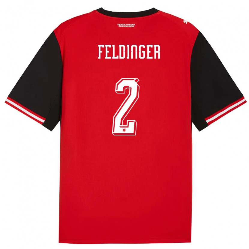 Danxen Niño Camiseta Austria Rafael Feldinger #2 Negro Blanco 1ª Equipación 26-28 La Camisa México