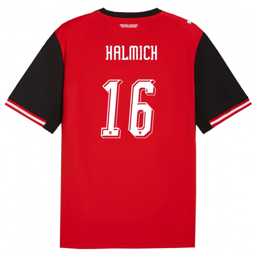 Danxen Niño Camiseta Austria Julian Halmich #16 Negro Blanco 1ª Equipación 26-28 La Camisa México