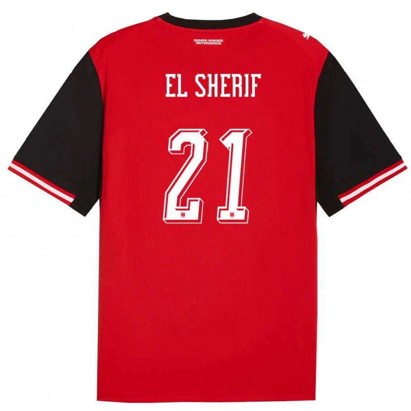 Danxen Niño Camiseta Austria Mariella El Sherif #21 Negro Blanco 1ª Equipación 26-28 La Camisa México