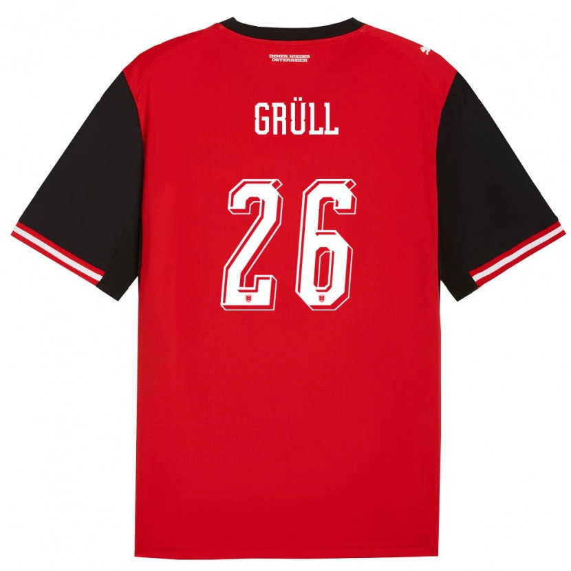 Danxen Niño Camiseta Austria Marco Grüll #26 Negro Blanco 1ª Equipación 26-28 La Camisa México