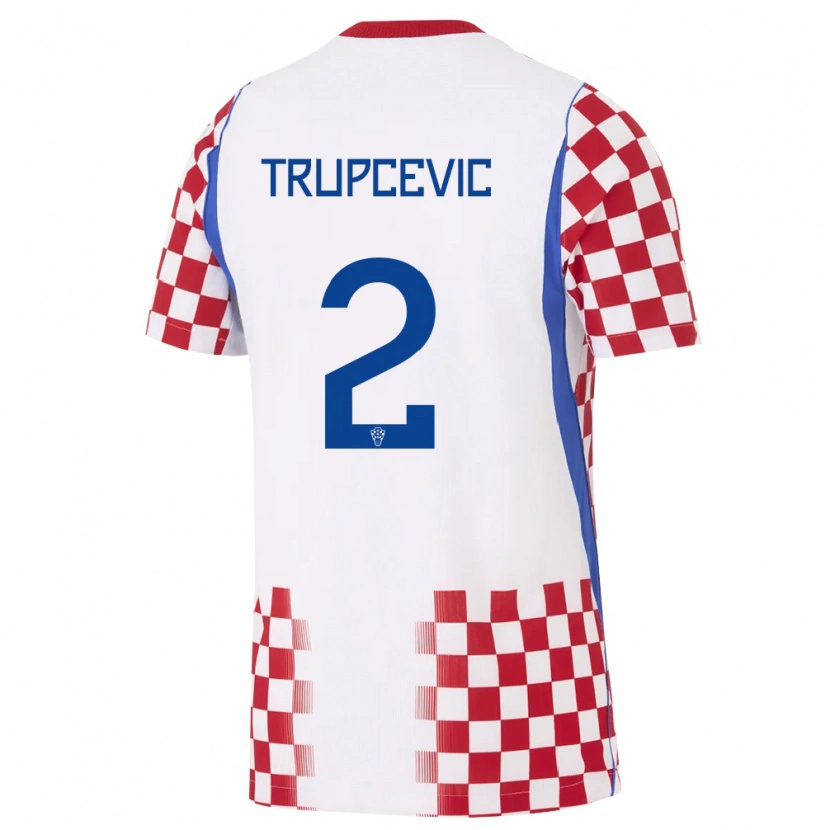 Danxen Niño Camiseta Croacia Lovro Trupcevic #2 Blanco Rojo Azul 1ª Equipación 26-28 La Camisa México