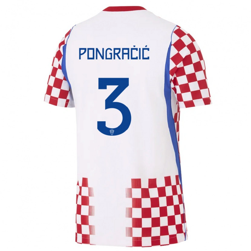 Danxen Niño Camiseta Croacia Marin Pongracic #3 Blanco Rojo Azul 1ª Equipación 26-28 La Camisa México