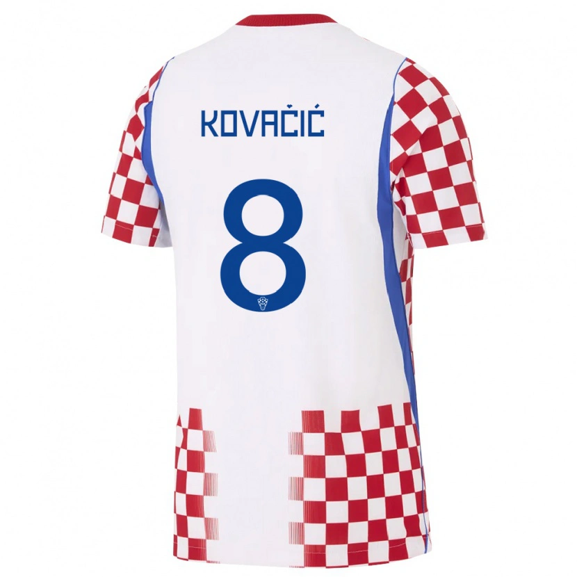 Danxen Niño Camiseta Croacia Mateo Kovacic #8 Blanco Rojo Azul 1ª Equipación 26-28 La Camisa México
