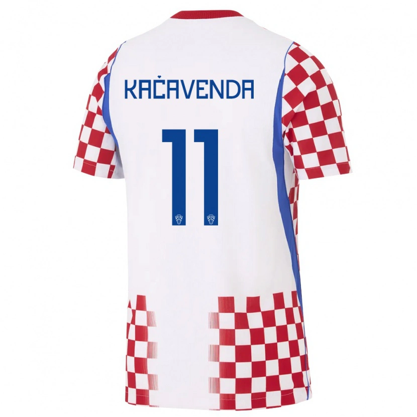 Danxen Niño Camiseta Croacia Lukas Kacavenda #11 Blanco Rojo Azul 1ª Equipación 26-28 La Camisa México