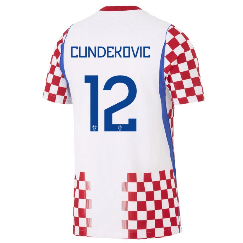 Danxen Niño Camiseta Croacia Josip Cundekovic #12 Blanco Rojo Azul 1ª Equipación 26-28 La Camisa México