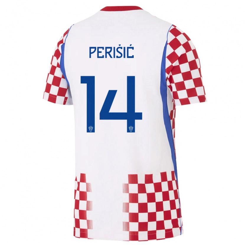 Danxen Niño Camiseta Croacia Ivan Perišić #14 Blanco Rojo Azul 1ª Equipación 26-28 La Camisa México
