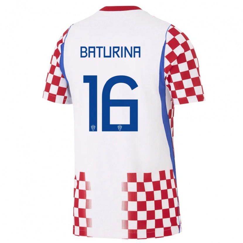 Danxen Niño Camiseta Croacia Martin Baturina #16 Blanco Rojo Azul 1ª Equipación 26-28 La Camisa México