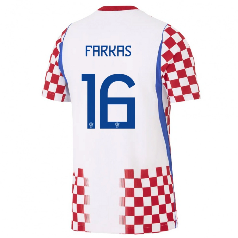 Danxen Niño Camiseta Croacia Niko Farkas #16 Blanco Rojo Azul 1ª Equipación 26-28 La Camisa México