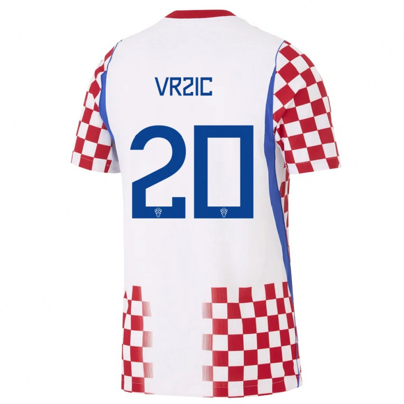 Danxen Niño Camiseta Croacia Luka Vrzic #20 Blanco Rojo Azul 1ª Equipación 26-28 La Camisa México