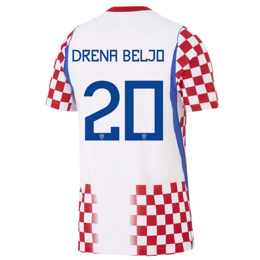 Danxen Niño Camiseta Croacia Dion Drena Beljo #20 Blanco Rojo Azul 1ª Equipación 26-28 La Camisa México