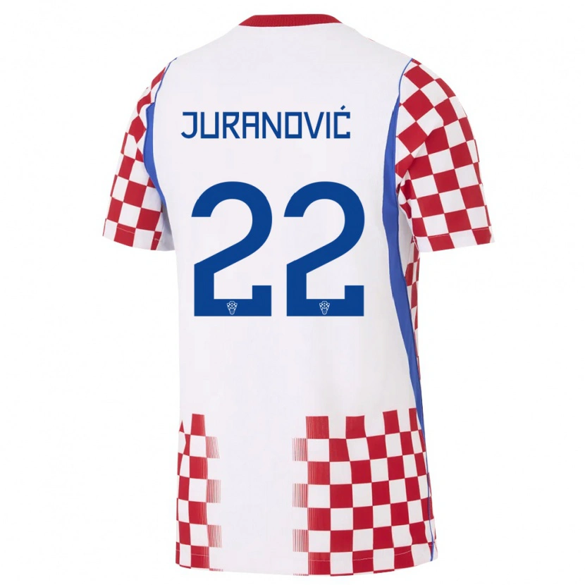 Danxen Niño Camiseta Croacia Josip Juranovic #22 Blanco Rojo Azul 1ª Equipación 26-28 La Camisa México
