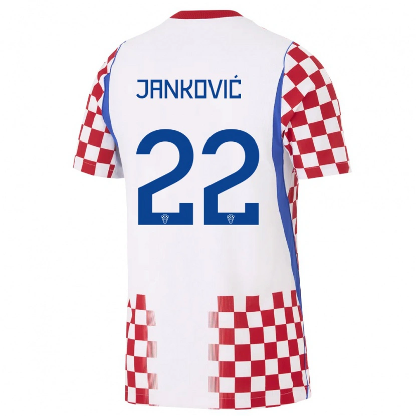 Danxen Niño Camiseta Croacia Niko Jankovic #22 Blanco Rojo Azul 1ª Equipación 26-28 La Camisa México
