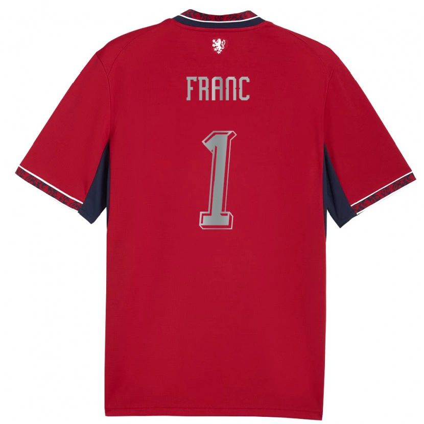Danxen Niño Camiseta Chequia Lukas Franc #1 Rojo Blanco Marino 1ª Equipación 26-28 La Camisa México