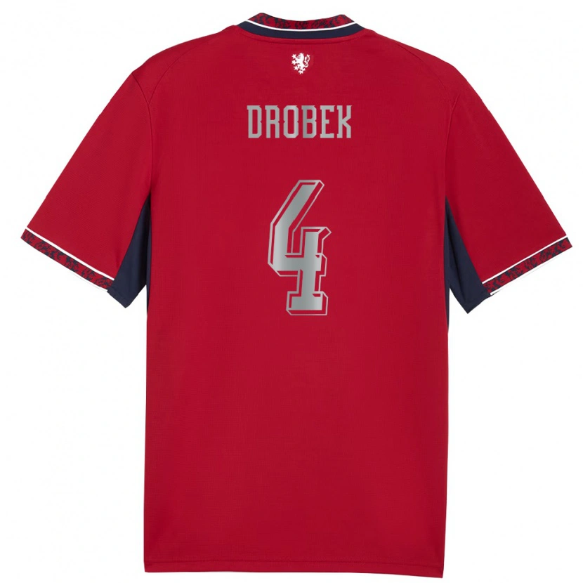 Danxen Niño Camiseta Chequia Ondrej Drobek #4 Rojo Blanco Marino 1ª Equipación 26-28 La Camisa México