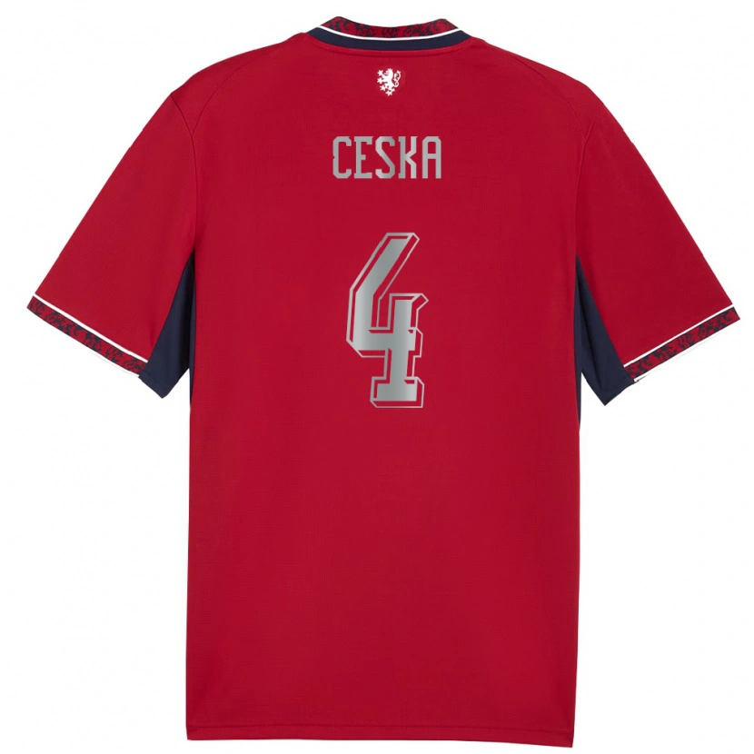 Danxen Niño Camiseta Chequia Bohumir Ceska #4 Rojo Blanco Marino 1ª Equipación 26-28 La Camisa México