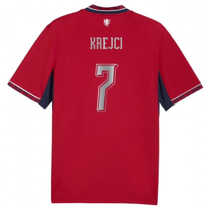 Danxen Niño Camiseta Chequia Ladislav Krejčí #7 Rojo Blanco Marino 1ª Equipación 26-28 La Camisa México