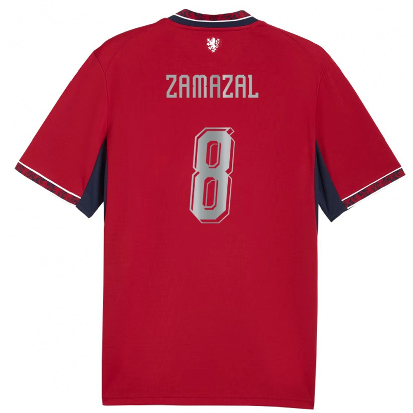 Danxen Niño Camiseta Chequia Denis Zamazal #8 Rojo Blanco Marino 1ª Equipación 26-28 La Camisa México