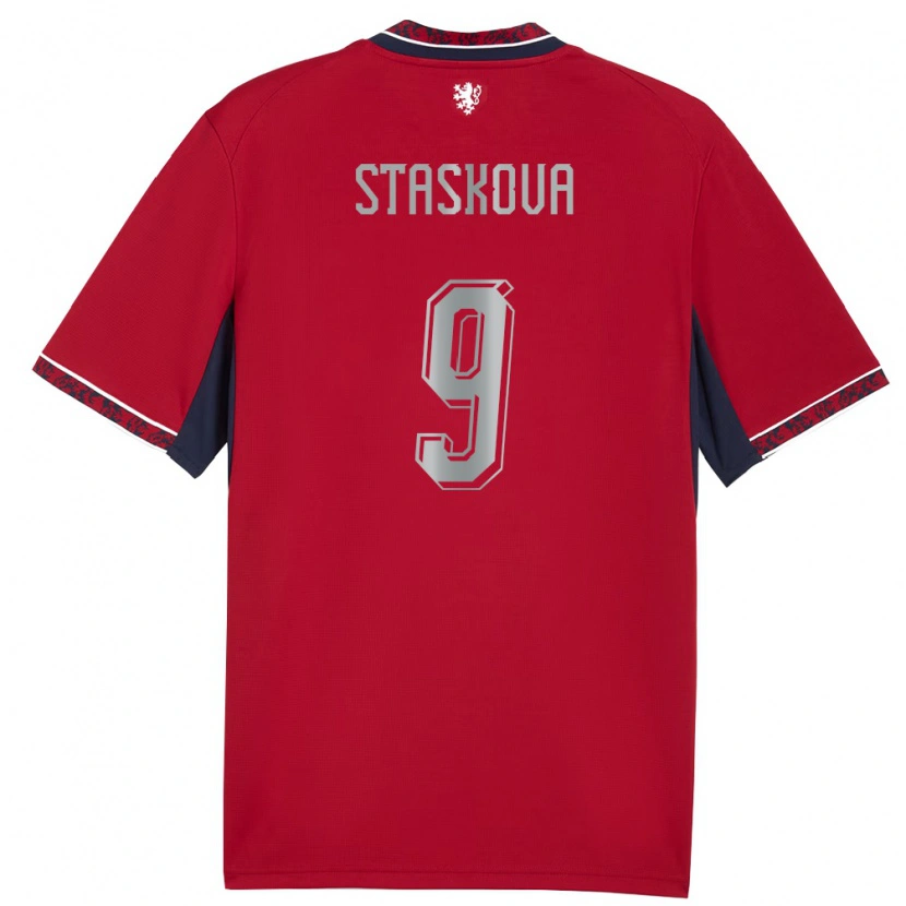 Danxen Niño Camiseta Chequia Andrea Stašková #9 Rojo Blanco Marino 1ª Equipación 26-28 La Camisa México