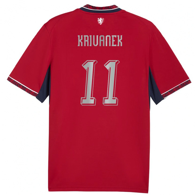Danxen Niño Camiseta Chequia Jan Krivanek #11 Rojo Blanco Marino 1ª Equipación 26-28 La Camisa México