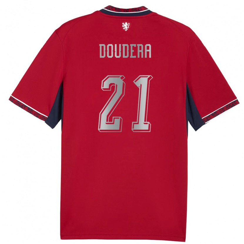 Danxen Niño Camiseta Chequia David Doudera #21 Rojo Blanco Marino 1ª Equipación 26-28 La Camisa México