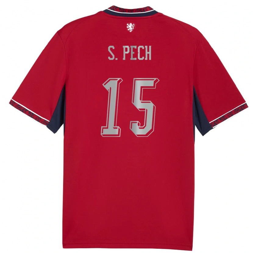 Danxen Niño Camiseta Chequia Sebastian Pech #15 Rojo Blanco Marino 1ª Equipación 26-28 La Camisa México