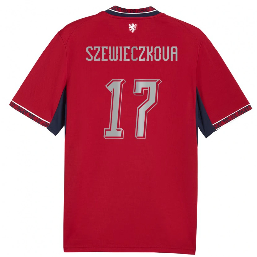 Danxen Niño Camiseta Chequia Tereza Szewieczková #17 Rojo Blanco Marino 1ª Equipación 26-28 La Camisa México