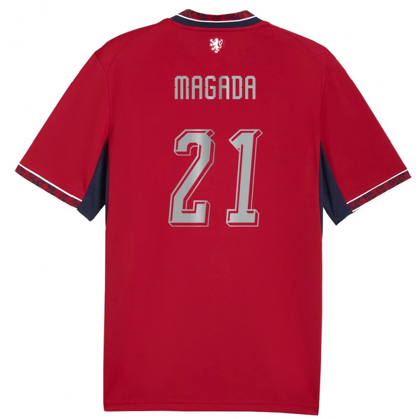 Danxen Niño Camiseta Chequia Maxim Magada #21 Rojo Blanco Marino 1ª Equipación 26-28 La Camisa México