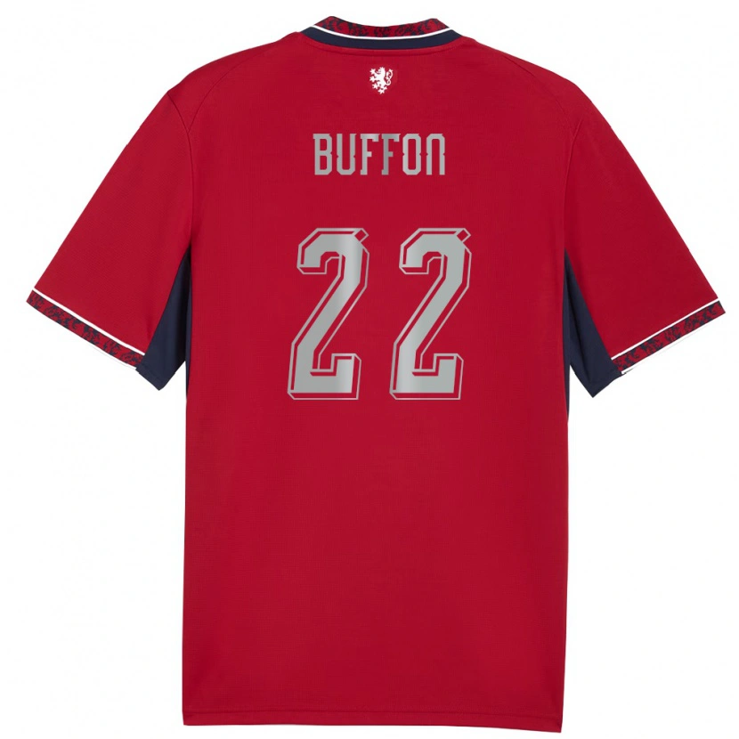Danxen Niño Camiseta Chequia Louis Buffon #22 Rojo Blanco Marino 1ª Equipación 26-28 La Camisa México