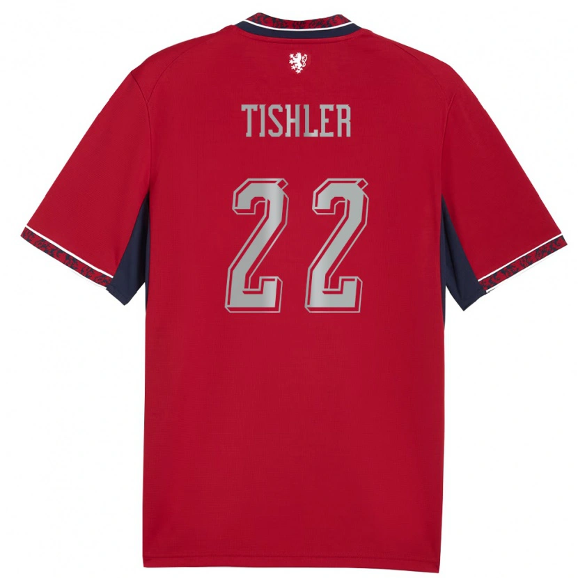 Danxen Niño Camiseta Chequia Daniel Tishler #22 Rojo Blanco Marino 1ª Equipación 26-28 La Camisa México