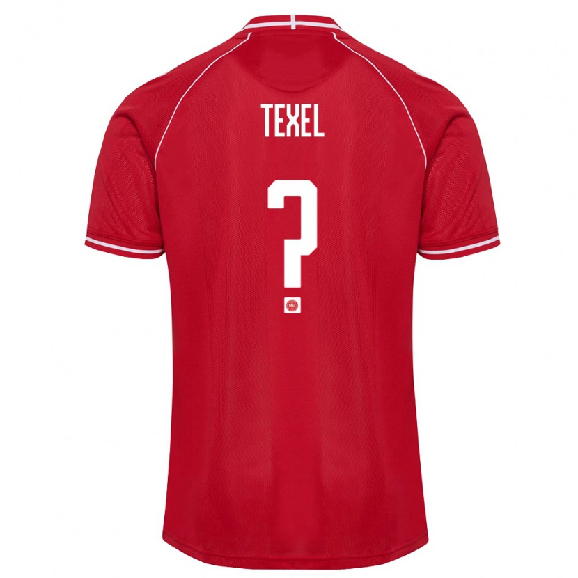 Danxen Niño Camiseta Dinamarca Pontus Texel #0 Rojo Blanco 1ª Equipación 26-28 La Camisa México
