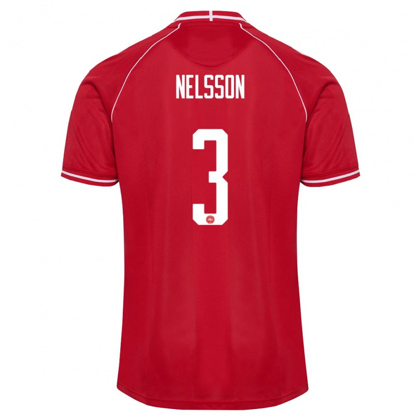 Danxen Niño Camiseta Dinamarca Victor Nelsson #3 Rojo Blanco 1ª Equipación 26-28 La Camisa México